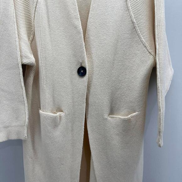 Free People Irreplaceable Cardigan Sweater Womens XS Ivory Long Single Button - Picture 7 of 9
